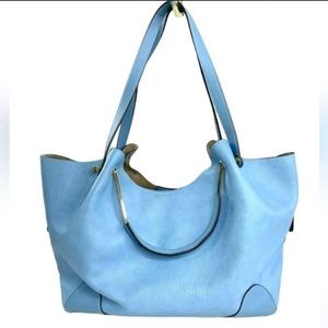 NWOT Sondra Roberts hobo bag butter-soft, Sky Blue, luxe lining & gold hardware.